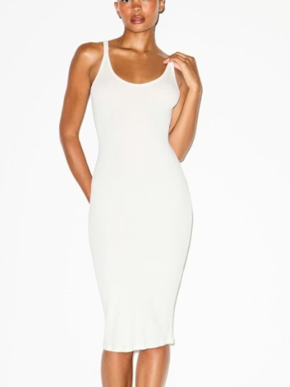 Skims Cotton Rib Tank Dress Marble Ivory/Cream S